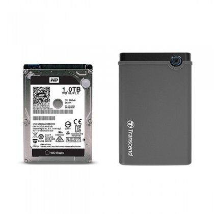 WD Black 1TB 7200 rpm Mobile Performance + Transcend StoreJet 25CK3 2.5" External Hard Drive USB 3.0 Rugged Protection WD Black 1TB 7200 rpm Mobile Performance + Transcend StoreJet 25CK3 2.5" External Hard Drive USB 3.0 Rugged Protection